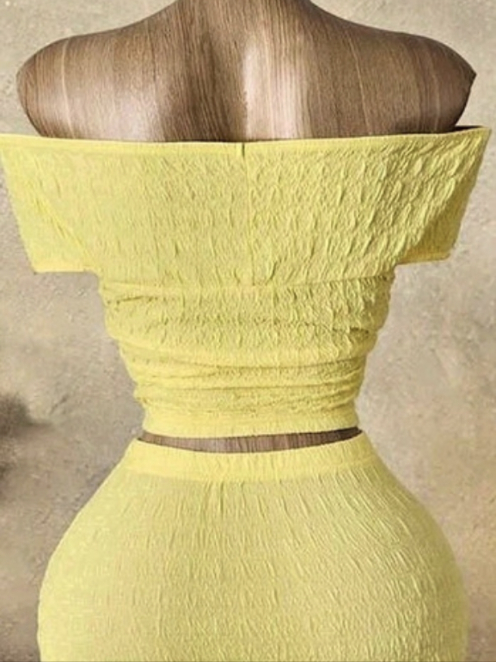 Yellow Off-Shoulder 2pcs/set - Picture 2 of 4